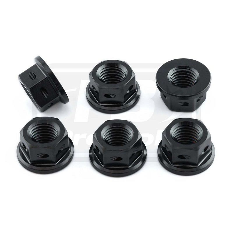 ΠΑΞΙΜΑΔΙΑ TITANIOY PRO-BOLT (TI6SPN10DBK) Titanium Sprocket Nuts M10x(1.25mm) Drilled Pack x6 Black
