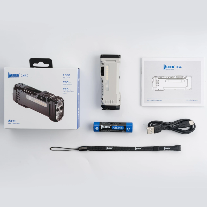 Φακός WUBEN X4 Black Compact Multi-Function 1500 Lumen EDC Tactical