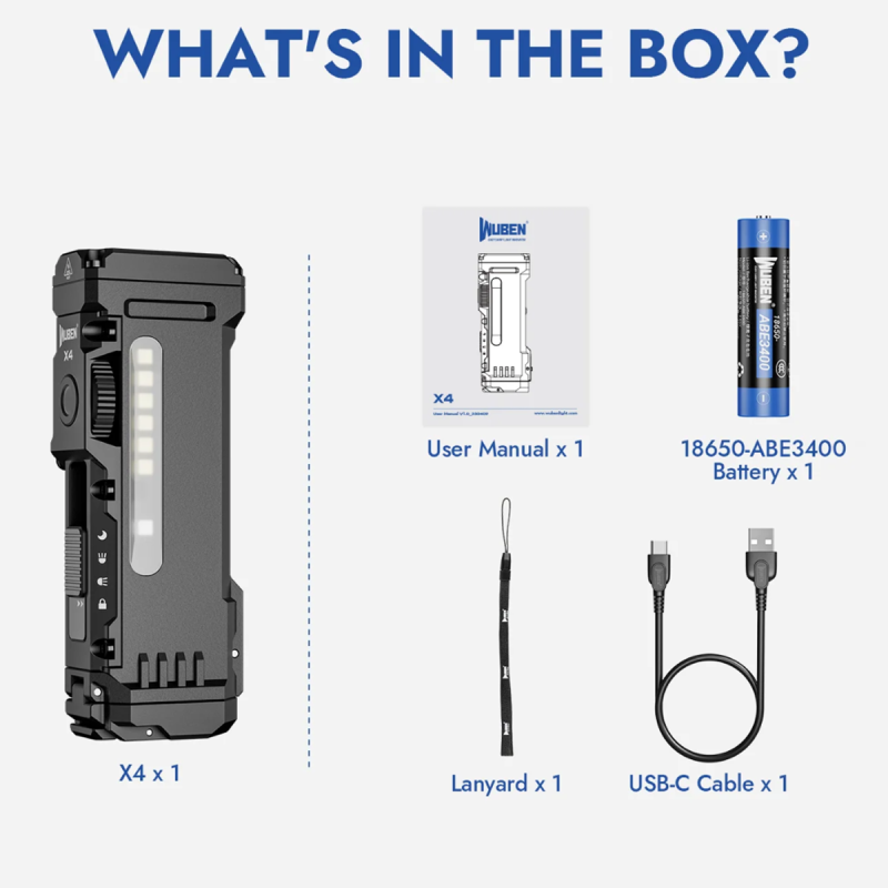 Φακός WUBEN X4 Black Compact Multi-Function 1500 Lumen EDC Tactical