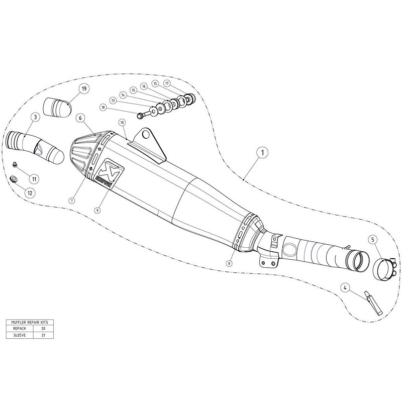 Τελικό Open New line Conical τιτανίου YZ 450 F 14-17/WR 450 F 16-19