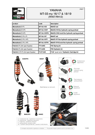 YAMAHA MT-03 (RH07/RH12) 16/17 & 18/21
