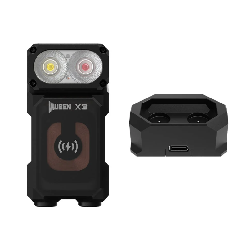 Φακός WUBEN X3 Black Lightok X3 Owl EDC Flashlight - Rechargeable Mini 700 LUMENS Flashlights (Red and white light)
