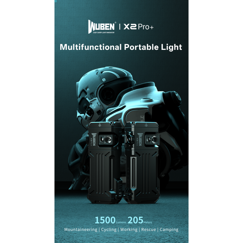 Φακός WUBEN X2 Pro+ Black 1500 Lumens Magnetic EDC