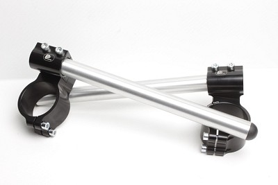 Motorcycle clip-on handlebars ? 50 mm raised with adjustable grip inclination, type RAG