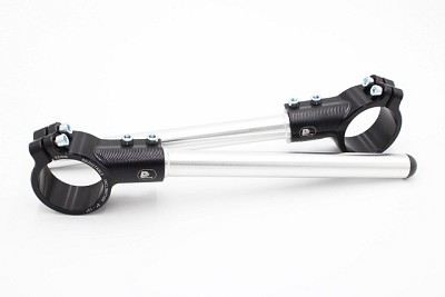 Motorcycle clip-on handlebars ? 52 mm, with adjustable grip inclination, Offset 12mm,black, type AGO