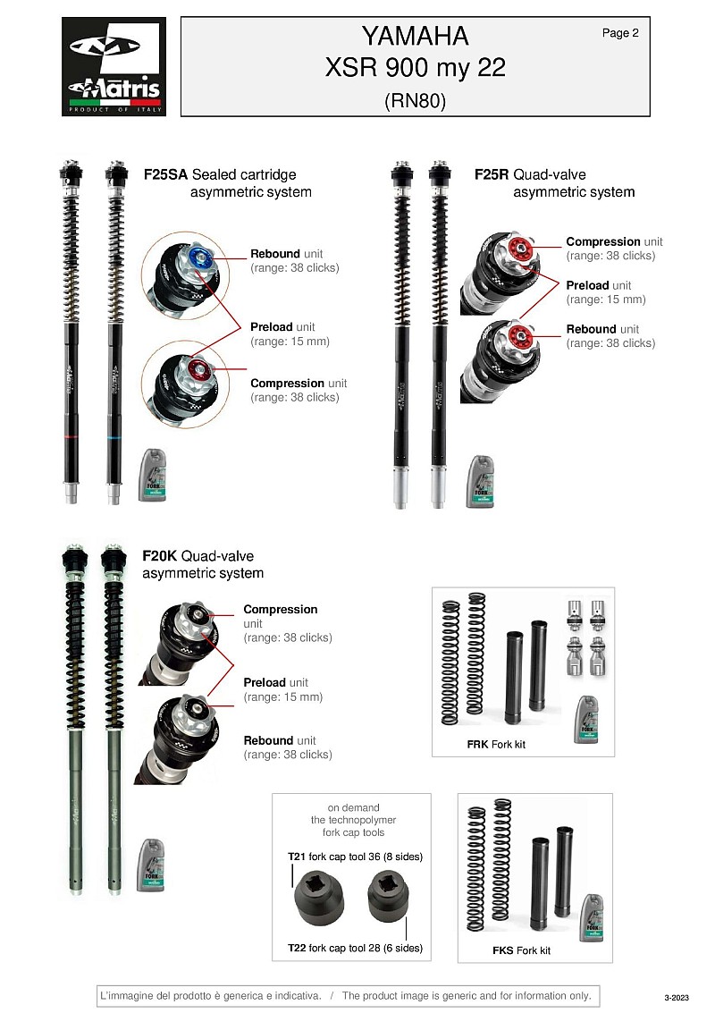 YAMAHA XSR 900 (RN80) 22 adj.R-L-HP (IKS knob- hydraulic spring preload)