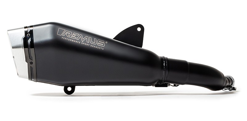 REMUS RS RACING, machined aluminium endcap, silver coated, stainless steel black