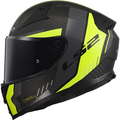 ΚΡΑΝΟΣ FULL FACE VECTOR II CARBON FF811 SOLID CARBON GRID MATT H-V YELLOW ECE 22.06 |LS2
