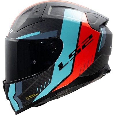ΚΡΑΝΟΣ FULL FACE VECTOR II CARBON FF811 GRID Matt Red Cyan ECE 22.06 |LS2
