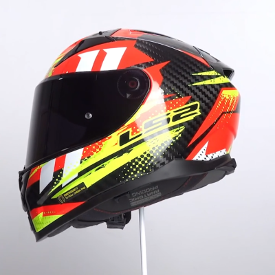 ΚΡΑΝΟΣ FULL FACE VECTOR II CARBON FF811 TANTIC Gloss Red H-V Yellow ECE 22.06 |LS2